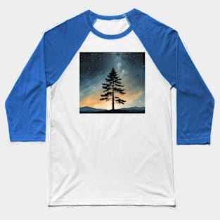 Whispers of the Cosmos: Pine Tree Harmony Baseball T-Shirt